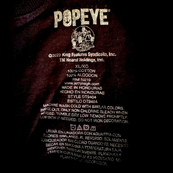 Popeye the Sailor Man Cash & Chips Men’s T-shirt Classic Black Size XL - Picture 4 of 4
